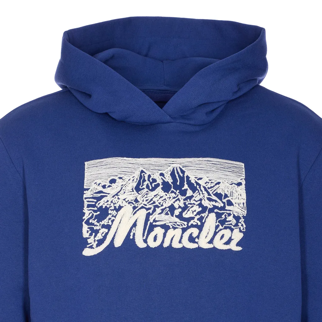 Embroidered Mountain Logo Cotton Hoodie