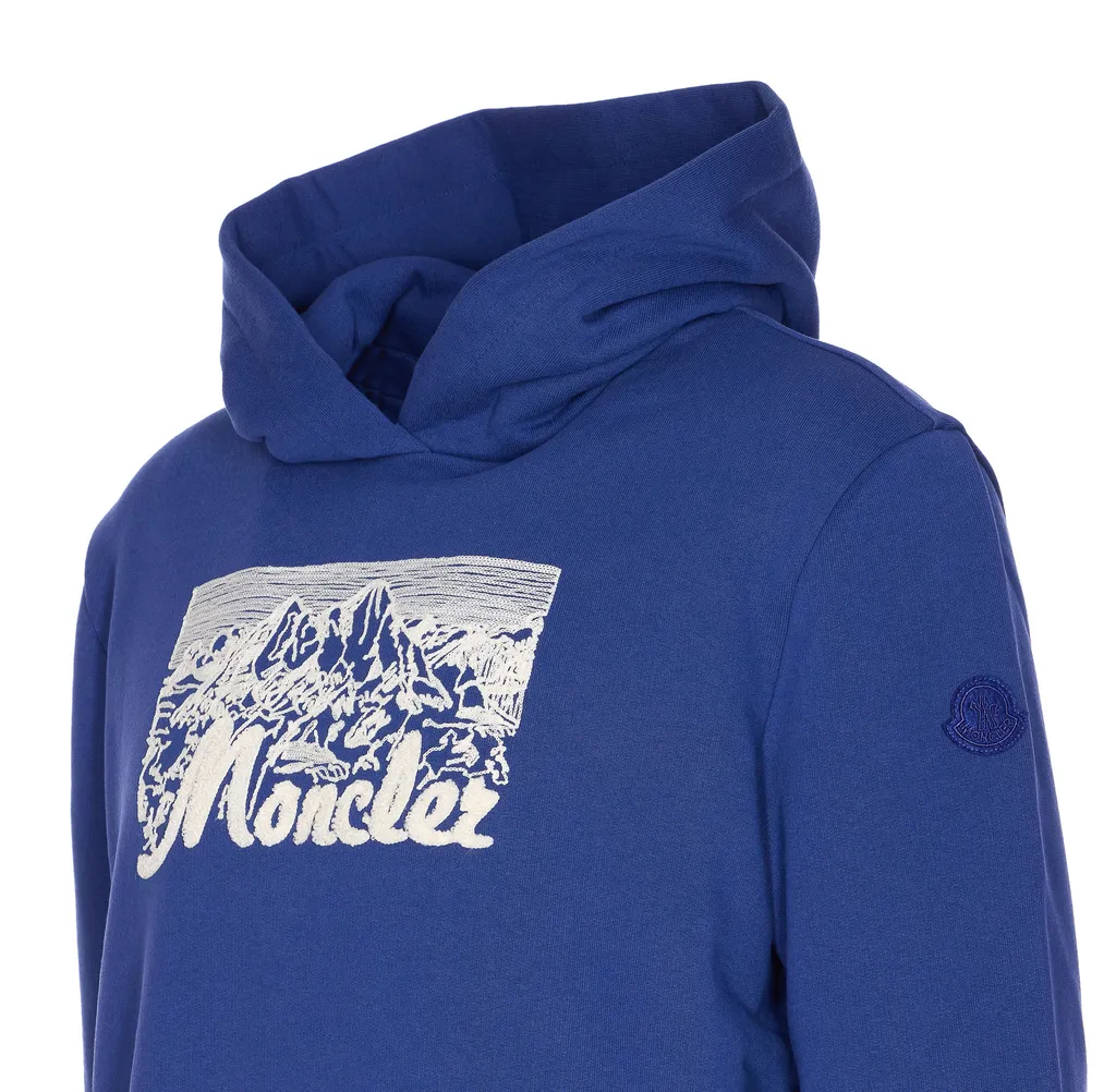 Embroidered Mountain Logo Cotton Hoodie