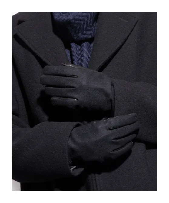 Leather-Trimmed Wool Gloves