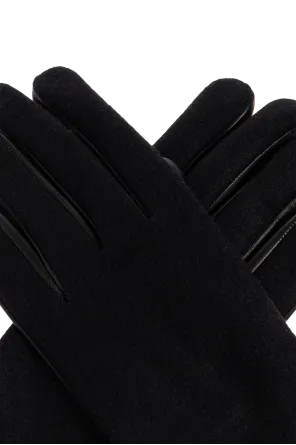 Leather-Trimmed Wool Gloves