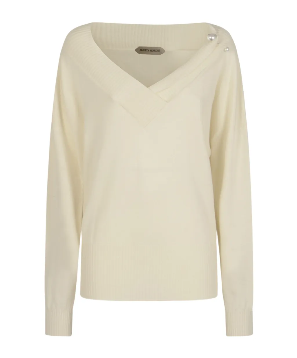 Alberta Ferretti Button Detailed Dropped Shoulder Jumper