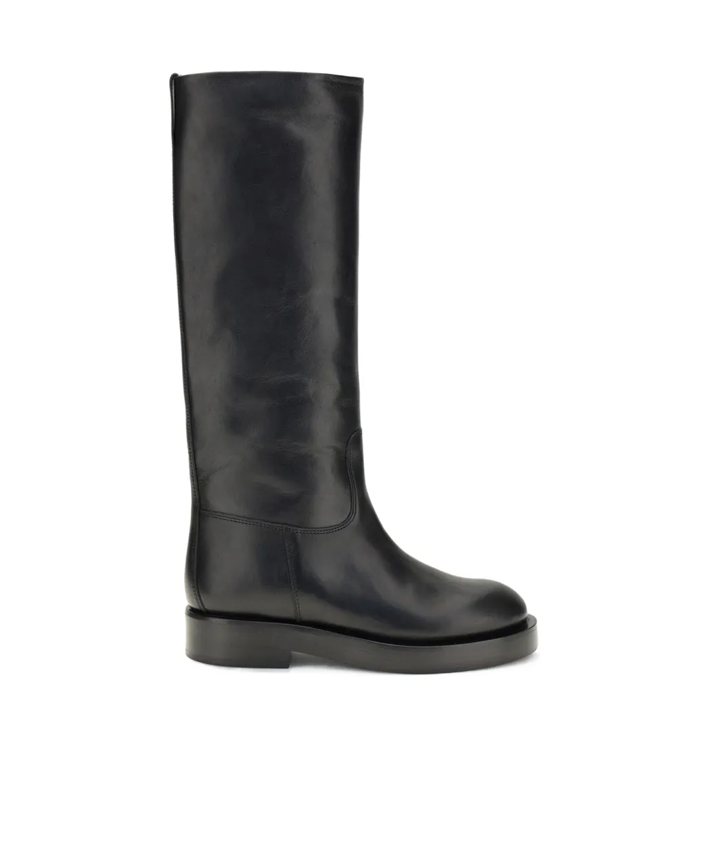 Nappa-Leather Flat Boots