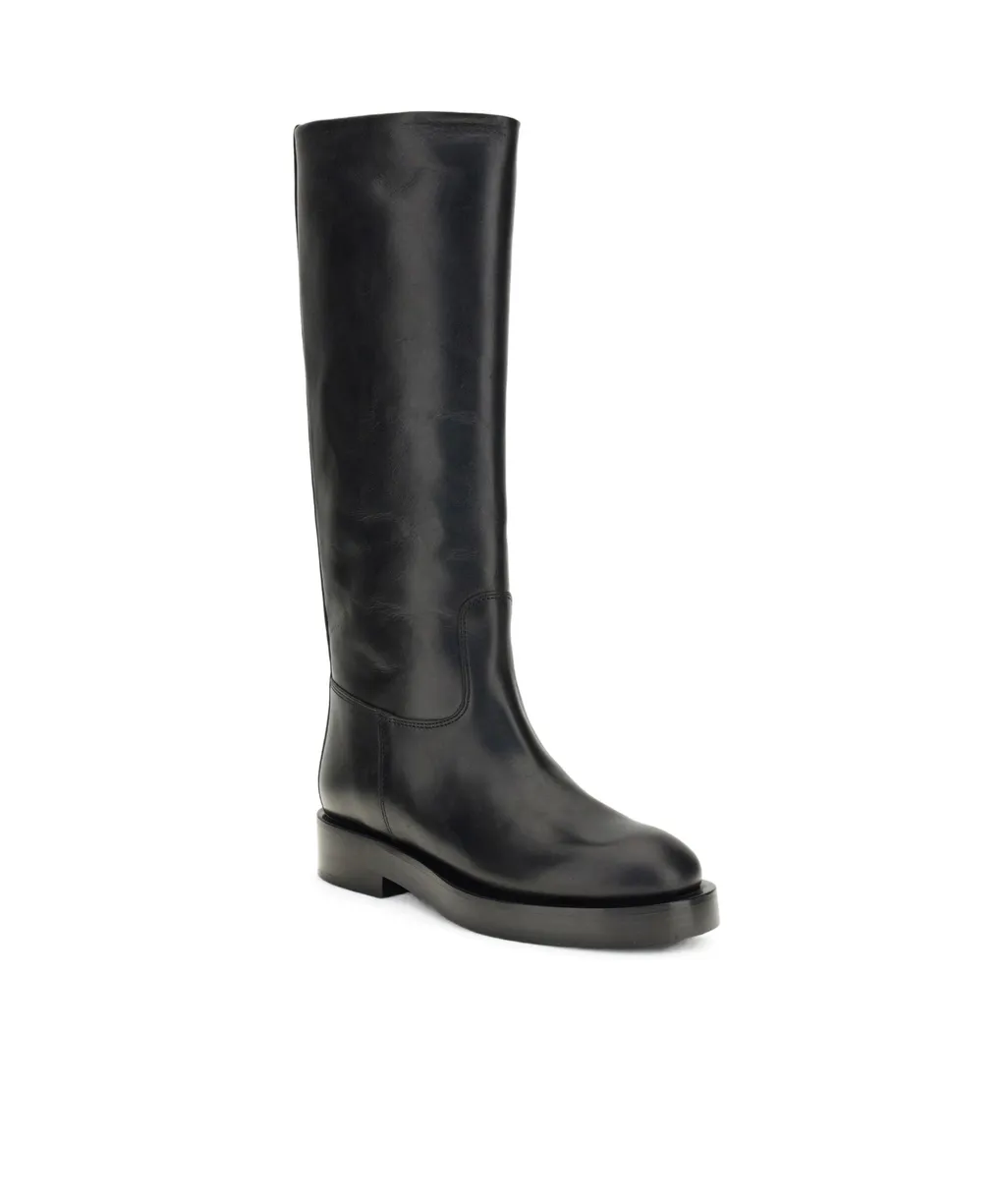 Nappa-Leather Flat Boots