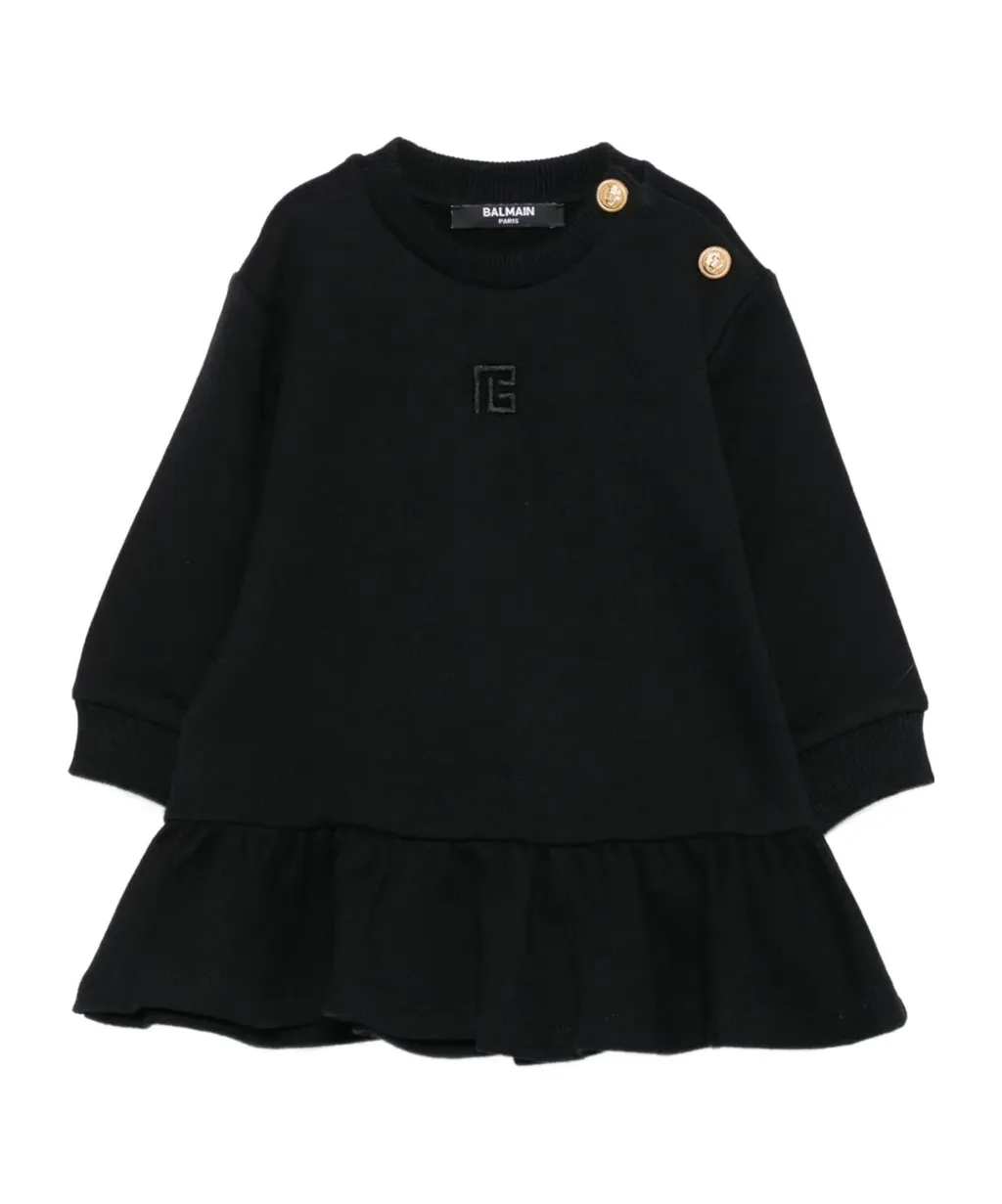 Logo-Embroidered Ruffled Casual Dress