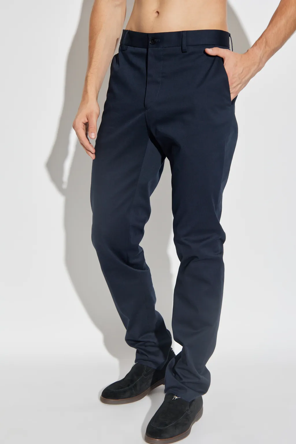 Flat-Front Cotton Trousers