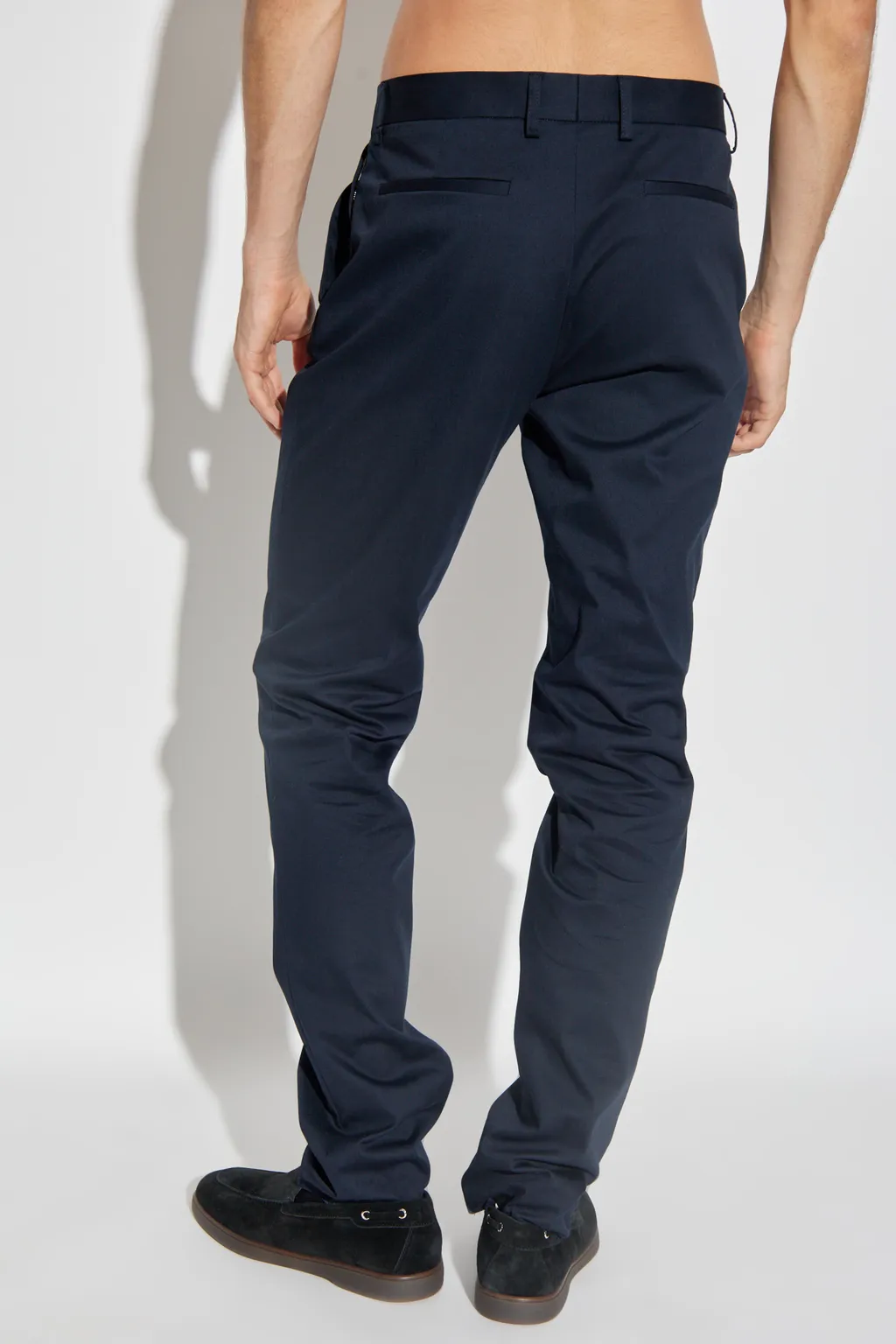 Flat-Front Cotton Trousers
