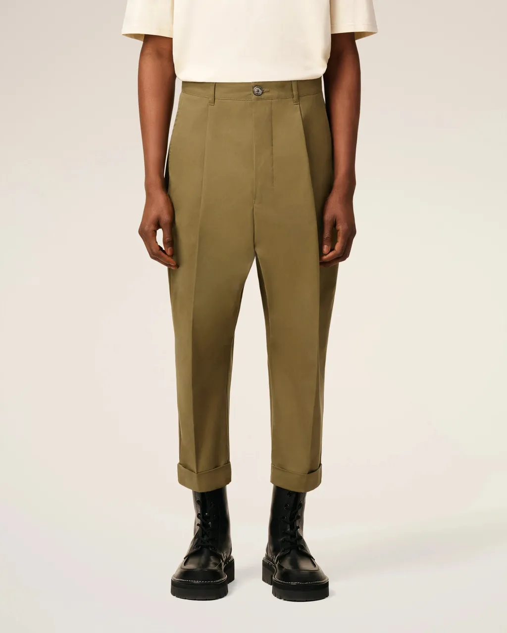 Green Cotton Carrot Oversized Trousers