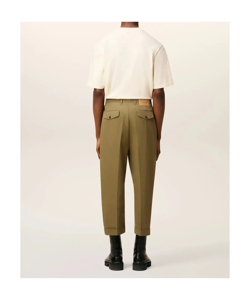 Green Cotton Carrot Oversized Trousers