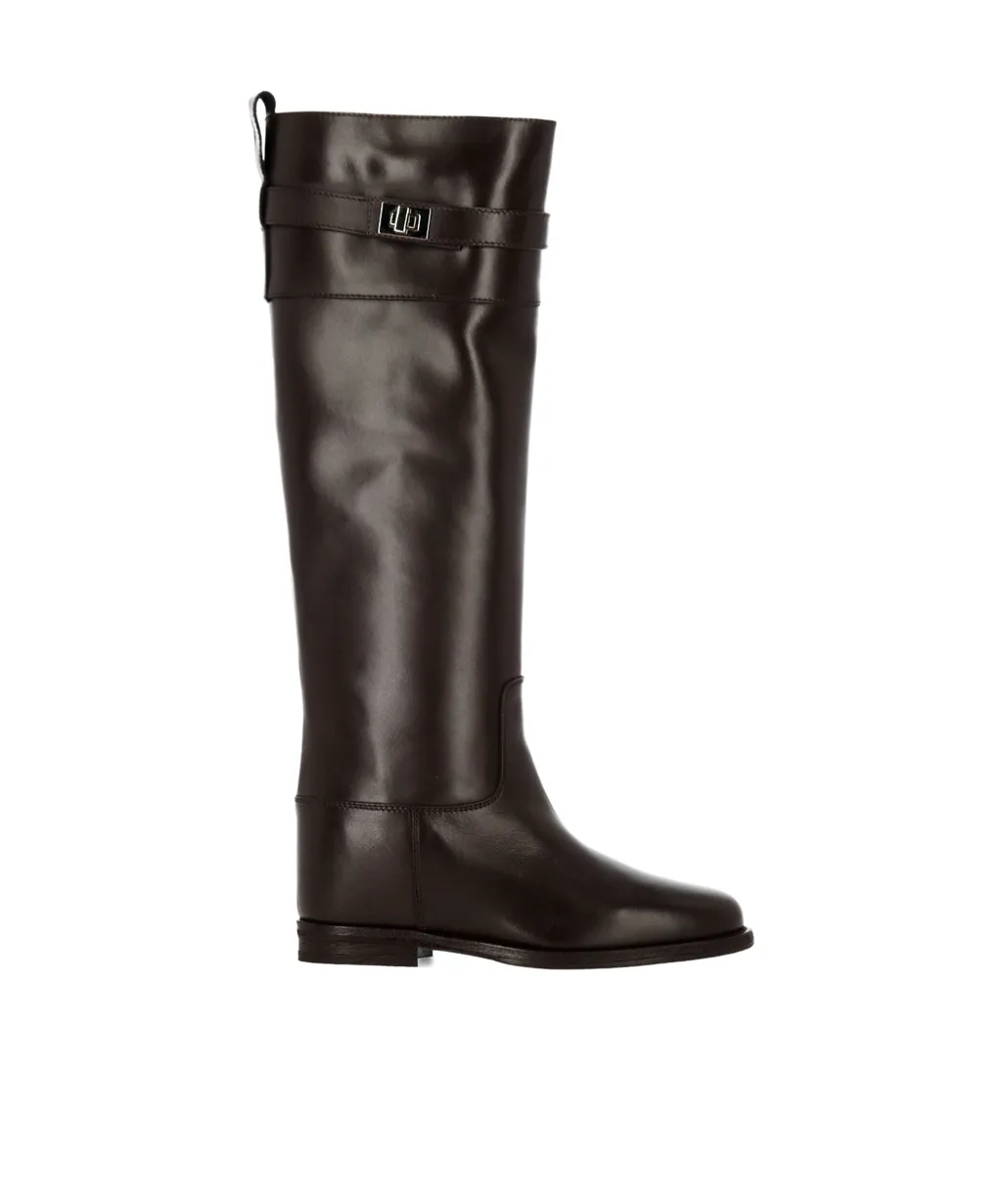 Via Roma 15 Gold Plaque Knee Boots