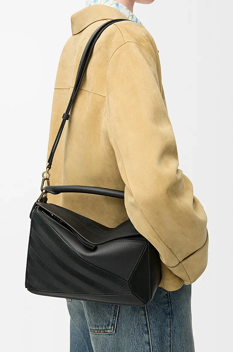 Puzzle Suede Clutch Bag