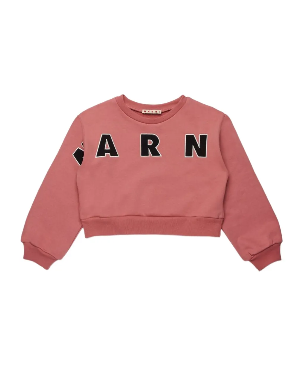 Marni Kids Logo Patch Cropped Sweatshirt