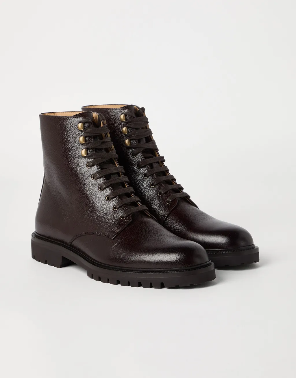 Brunello Cucinelli Round Toe Lace-Up Boots