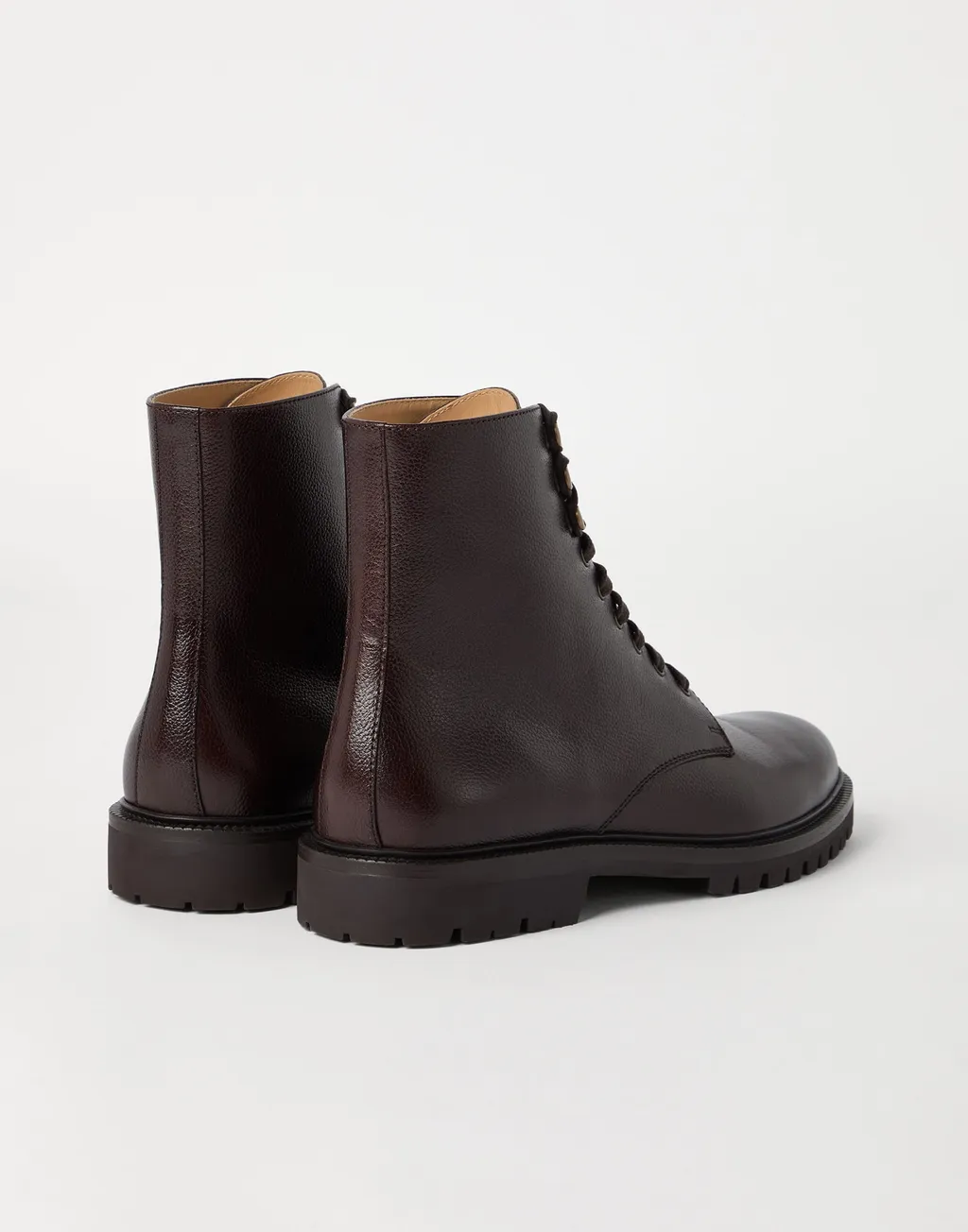 Brunello Cucinelli Round Toe Lace-Up Boots