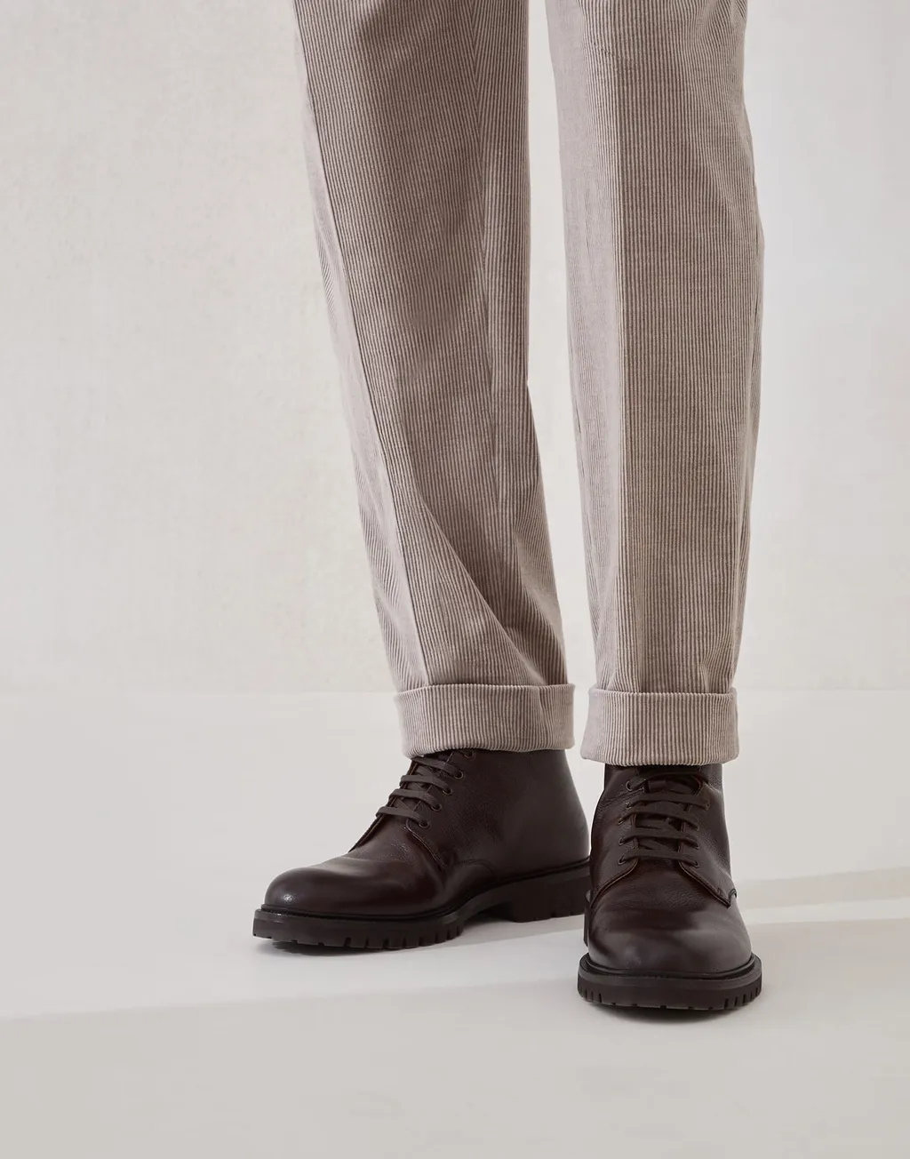 Brunello Cucinelli Round Toe Lace-Up Boots