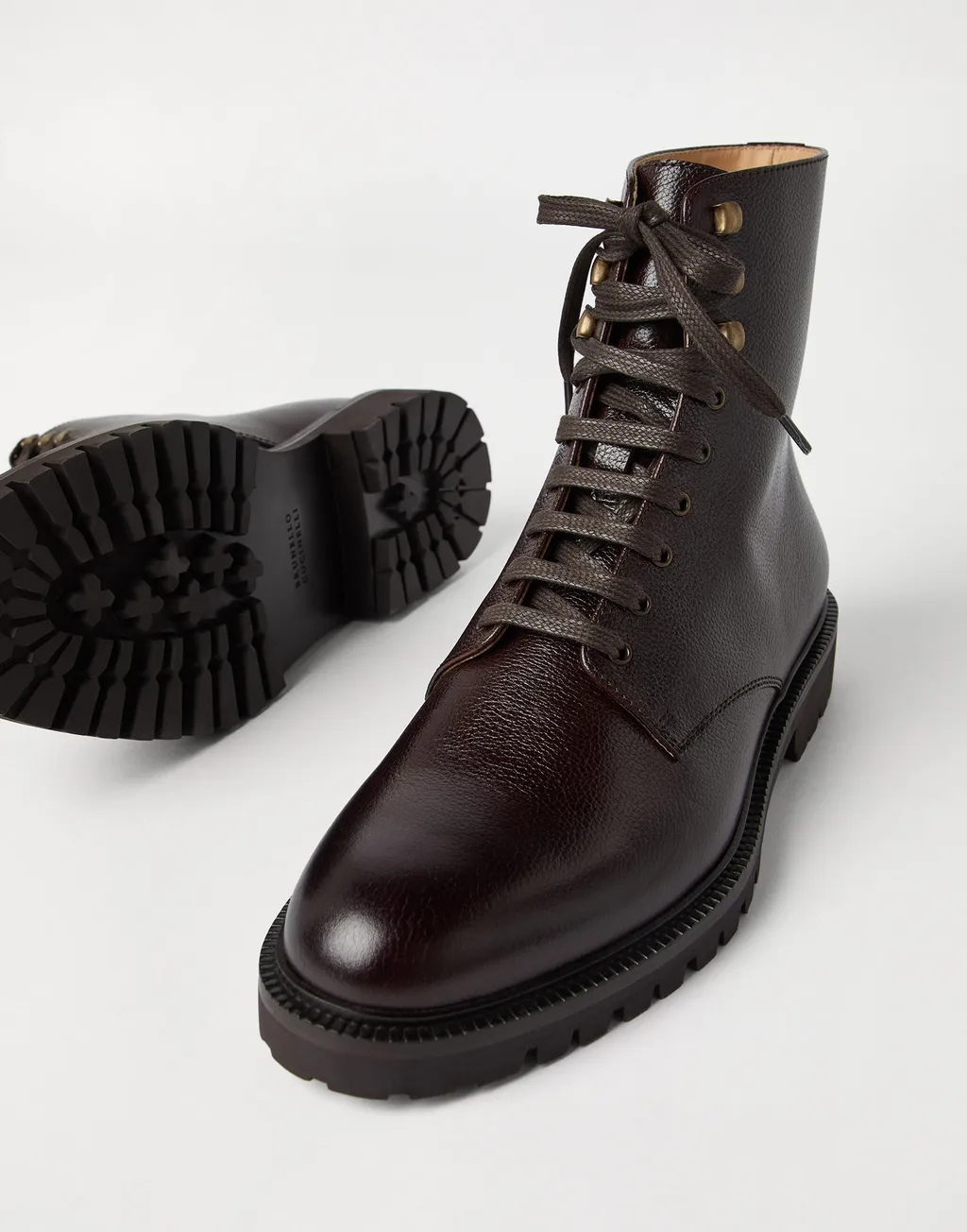 Brunello Cucinelli Round Toe Lace-Up Boots
