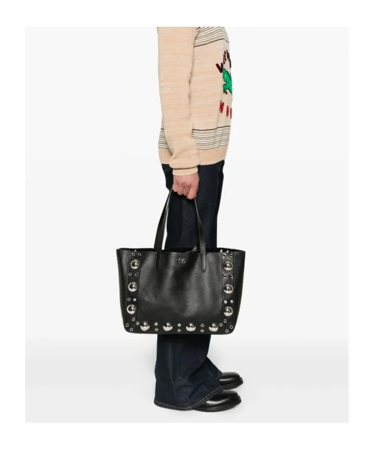 Studded Leather Tote Bag