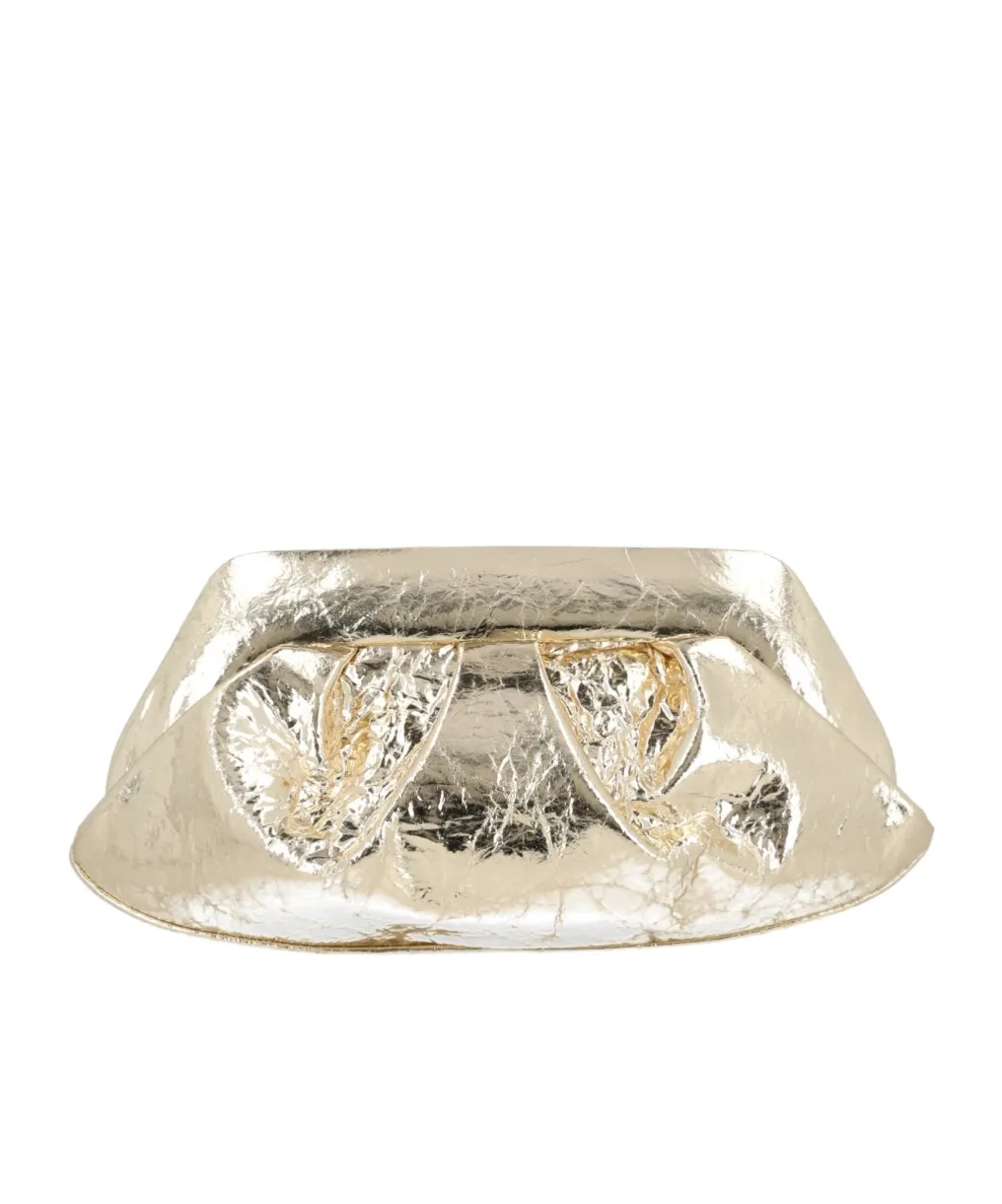Themoirè Gea Metallic Ruched Clutch Bag