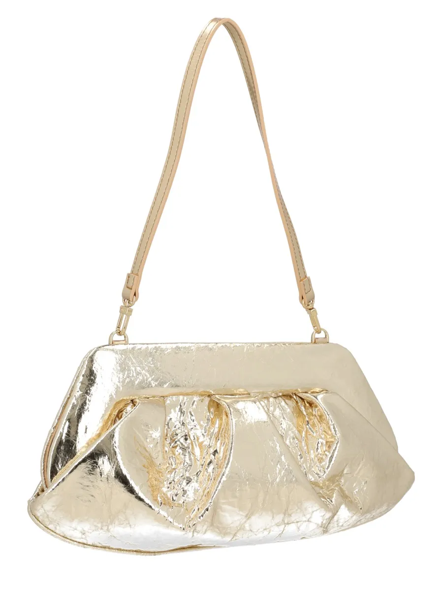 Themoirè Gea Metallic Ruched Clutch Bag