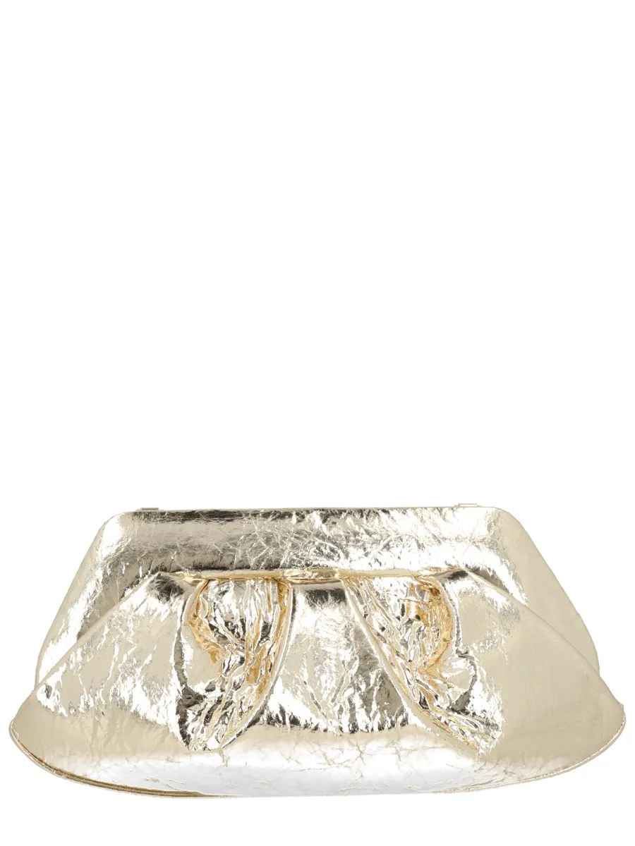 Themoirè Gea Metallic Ruched Clutch Bag