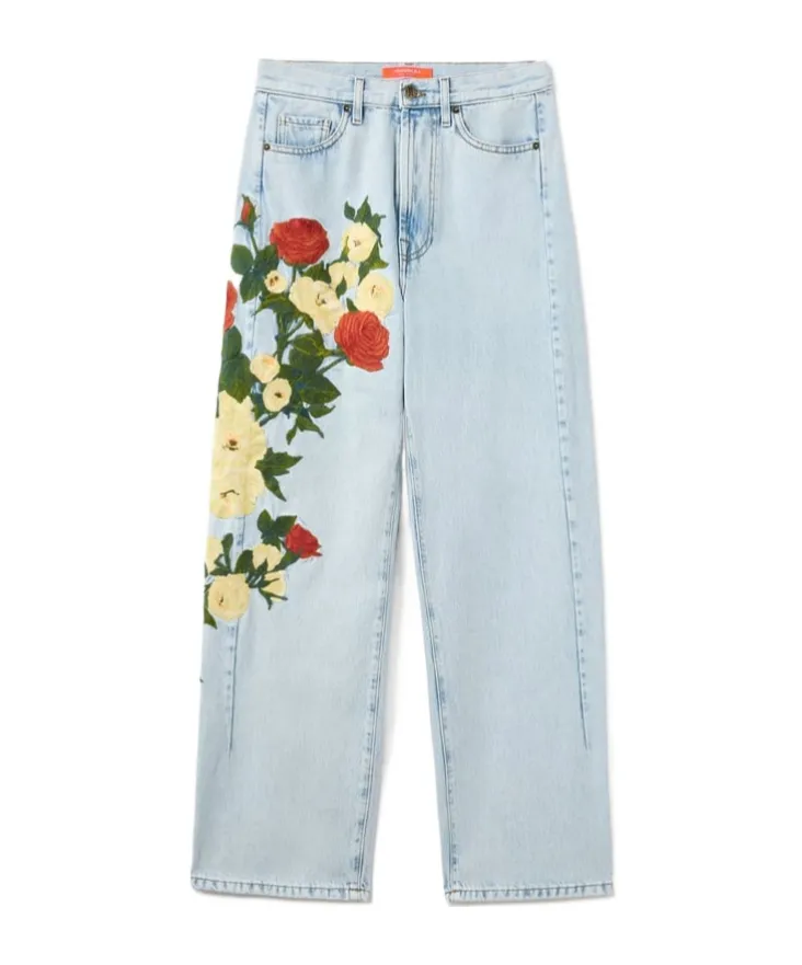 The Barrel Embroidered-Floral Jeans