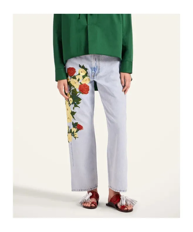 The Barrel Embroidered-Floral Jeans