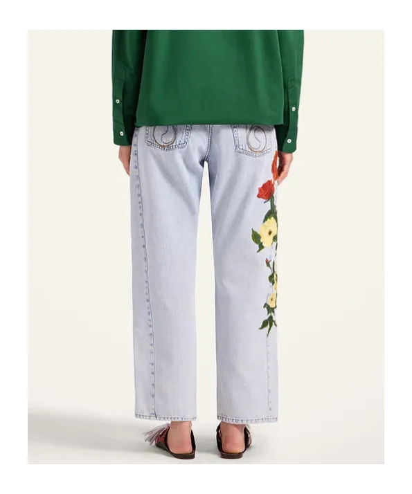 The Barrel Embroidered-Floral Jeans