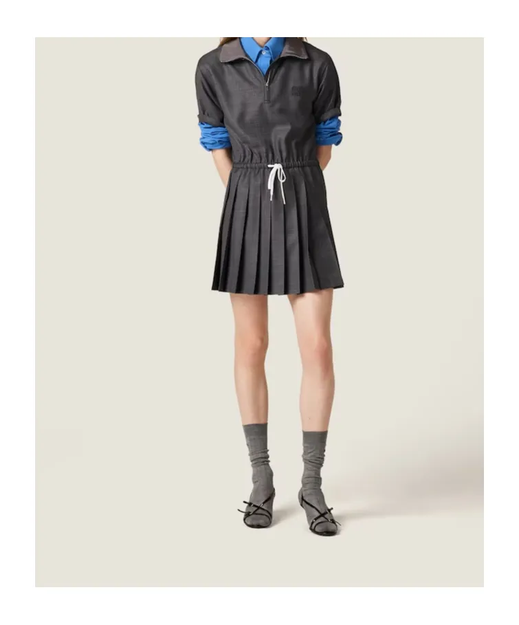 Prince Of Wales Pleated Short Dress