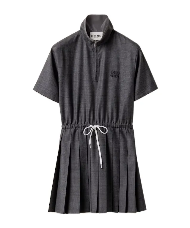Prince Of Wales Pleated Short Dress