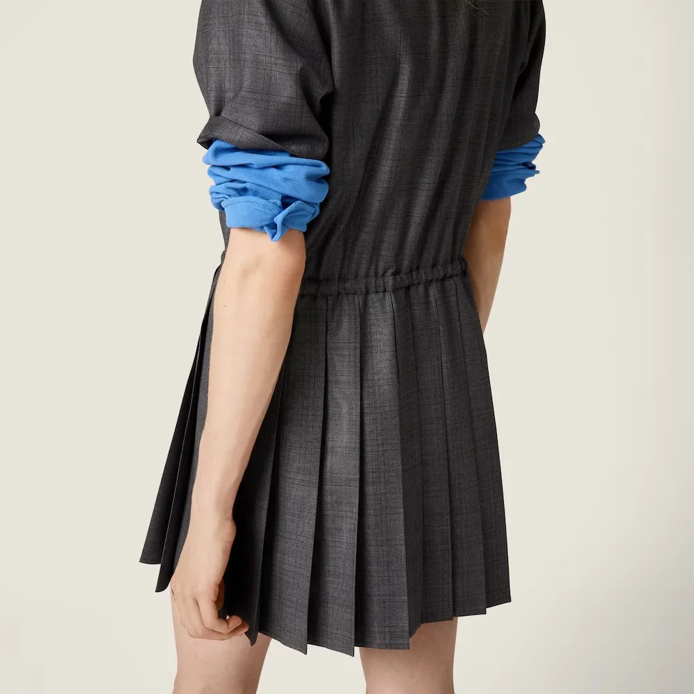 Prince Of Wales Pleated Short Dress