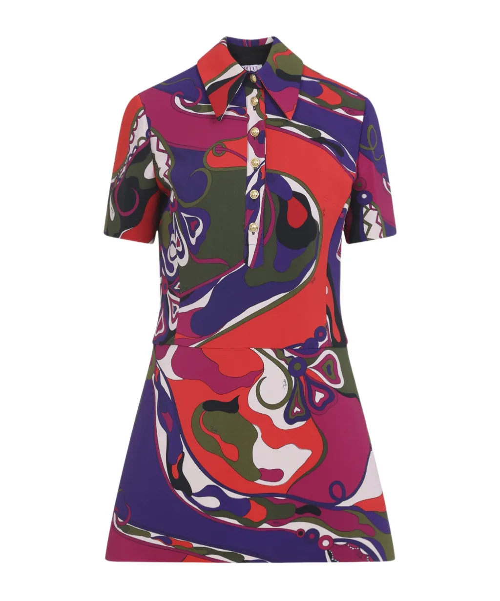 Pucci Abstract-Printed Short-Sleeved Dress