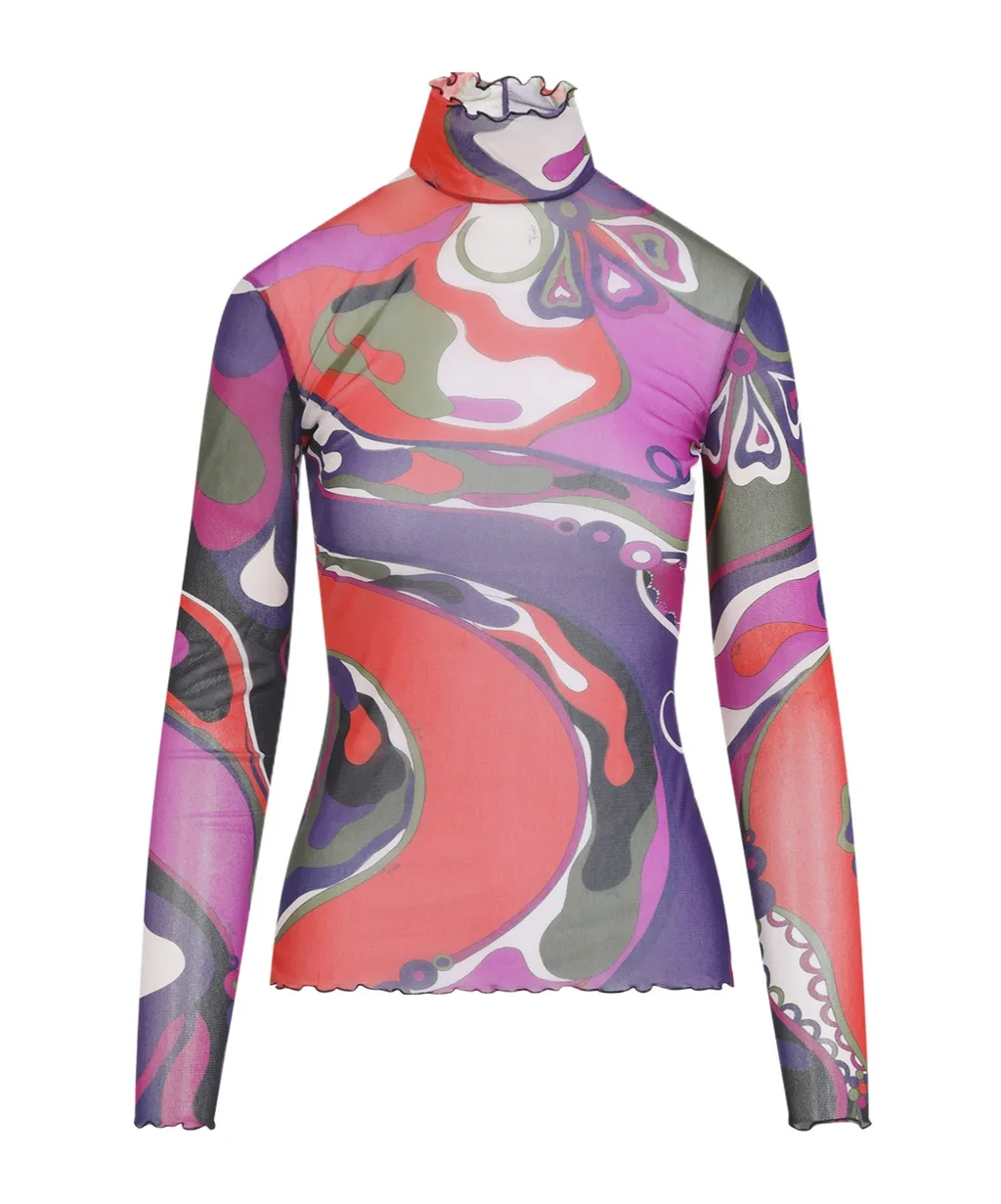 Emilio Pucci Printed Tulle Top