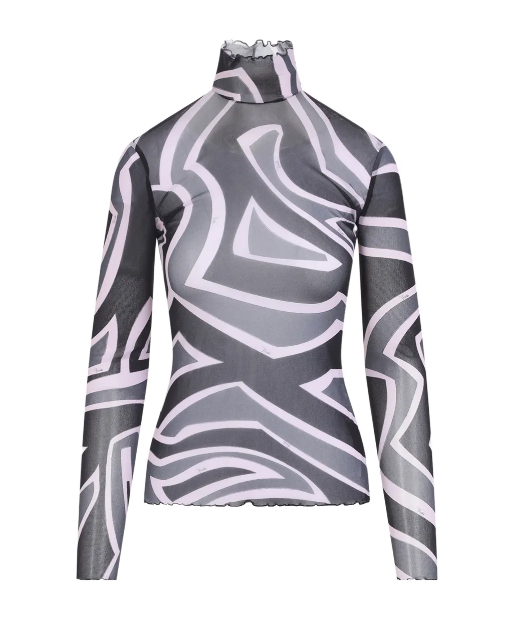 Pucci Abstract Printed High Neck Top