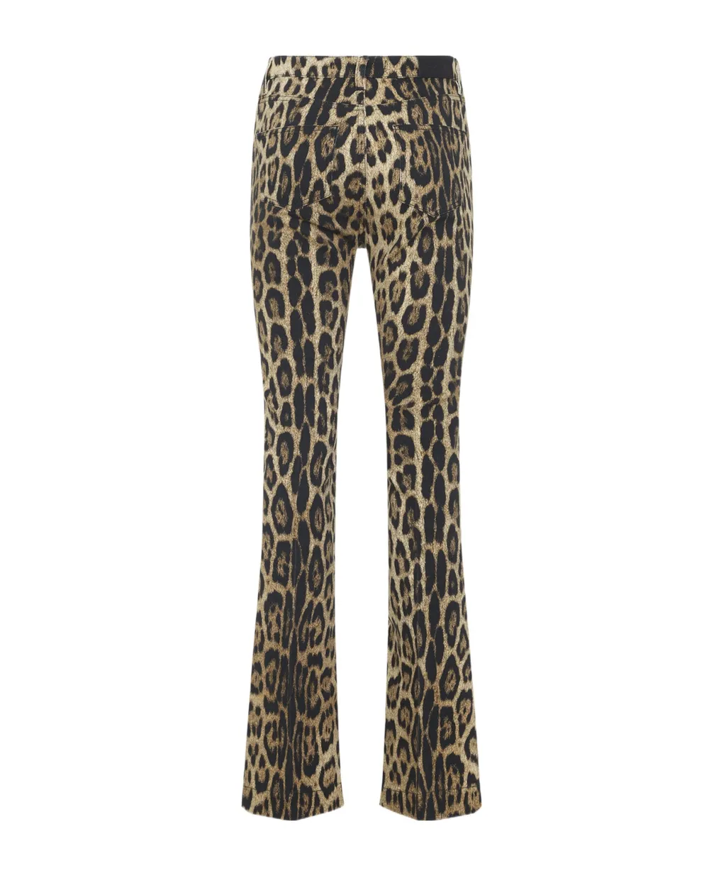 Jaguar-Print Flared Jeans