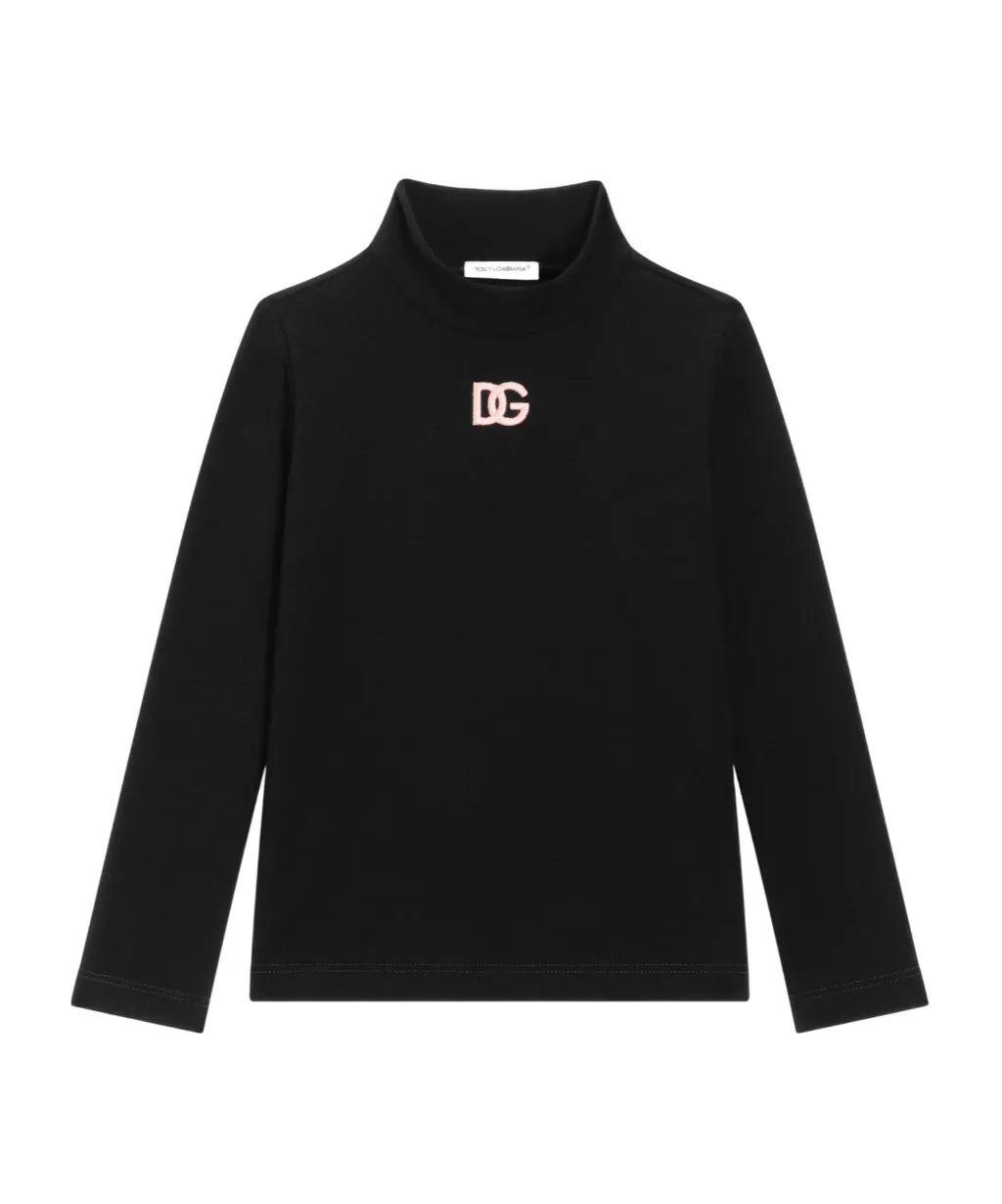 Embroidered-Logo Turtleneck Top