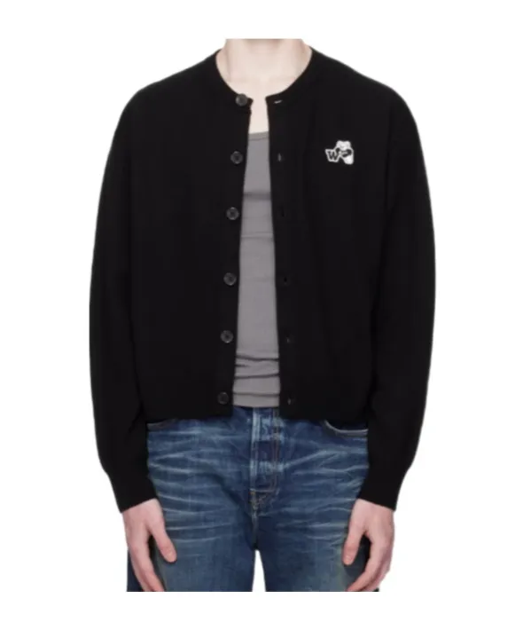 Bear-Logo Button Cardigan