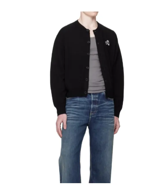 Bear-Logo Button Cardigan