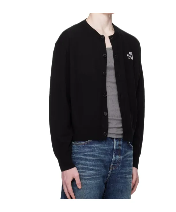 Bear-Logo Button Cardigan