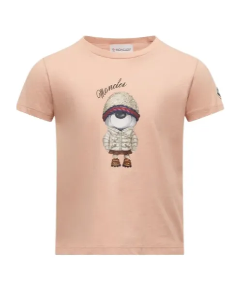 Teddy Bear Motif Cotton T-Shirt