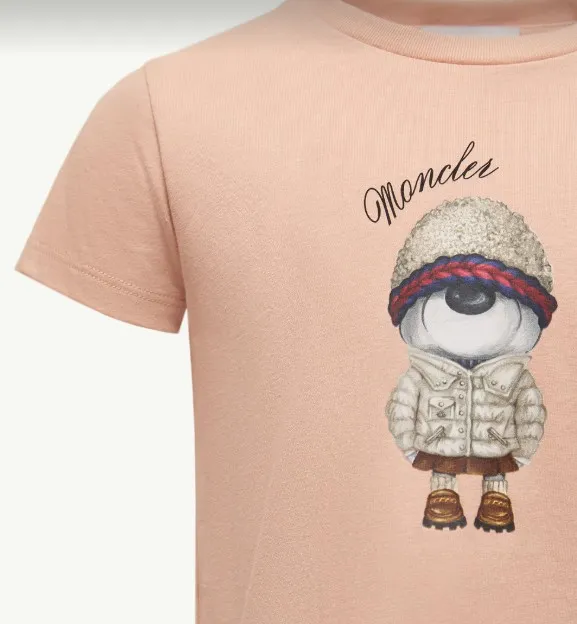 Teddy Bear Motif Cotton T-Shirt