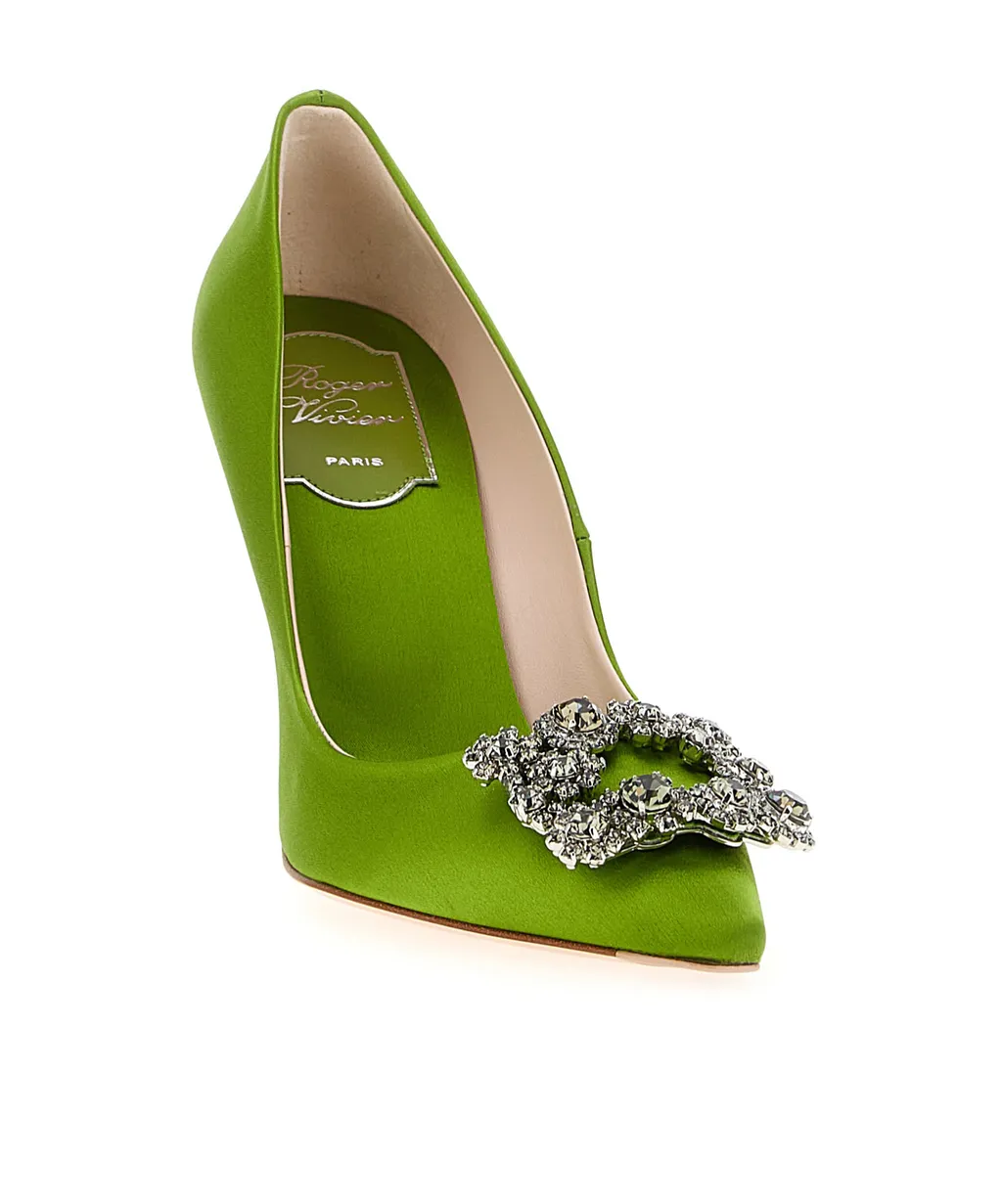 100Mm Flower-Strass Heeled Pumps
