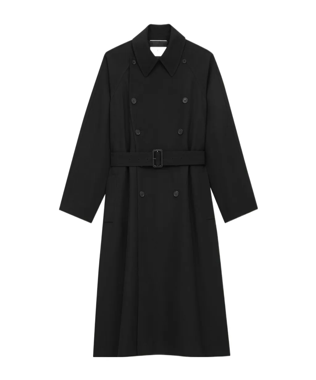 Saint Laurent Double-Breasted Belted Long Coat