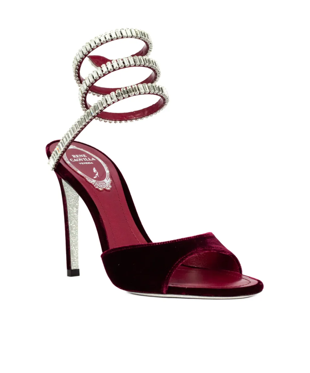 René Caovilla Spark Velvet Sandals