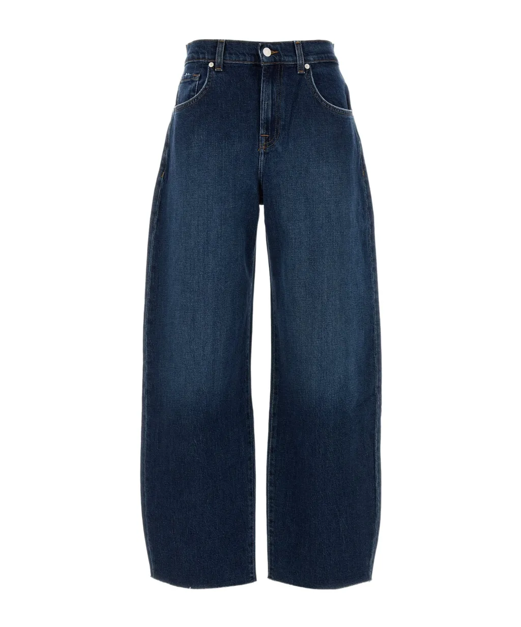 Balloon-Leg Raw-Hem Jeans