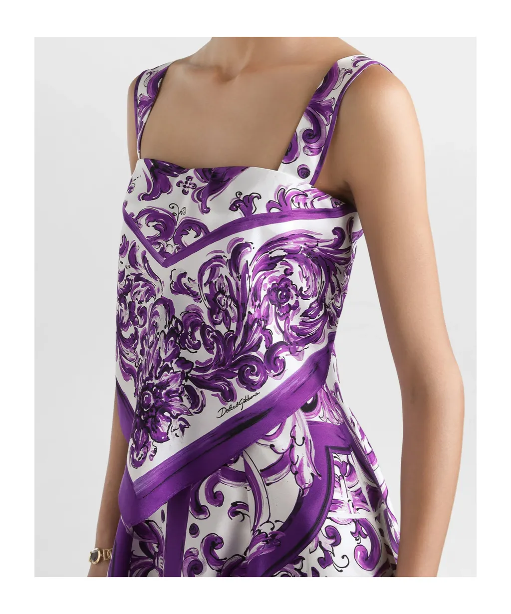 Majolica-Print Midi Dress