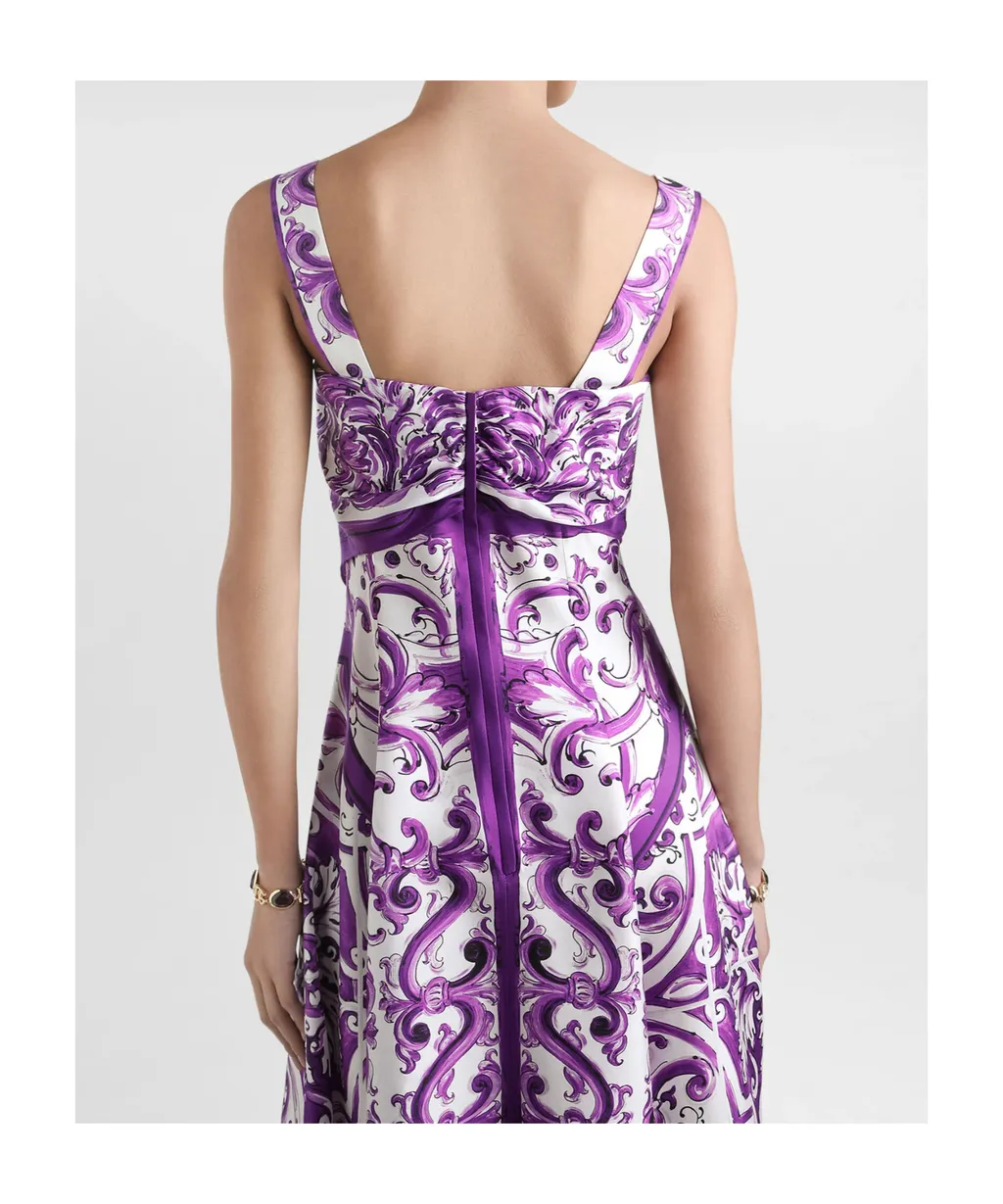 Majolica-Print Midi Dress