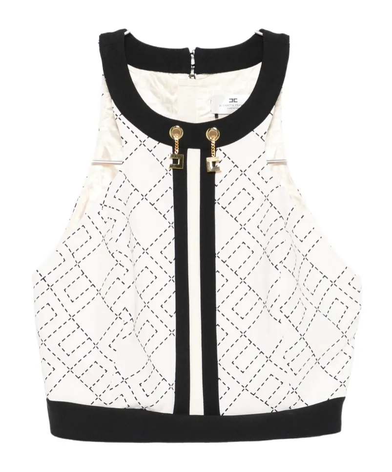 Monogram-Pattern Halterneck Top