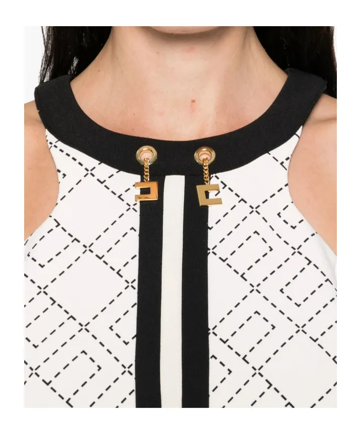 Monogram-Pattern Halterneck Top