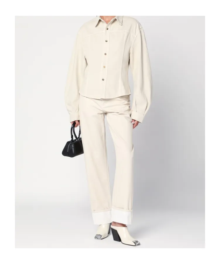 Haikure Button-Up Denim Shirt