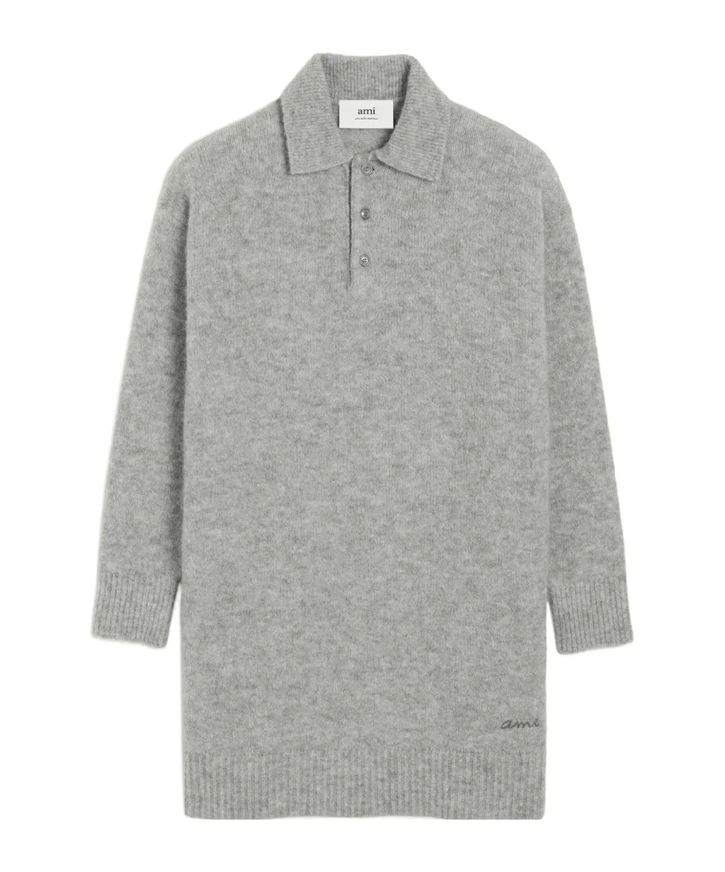Ami Logo Embroidered Knitted Mini Dress
