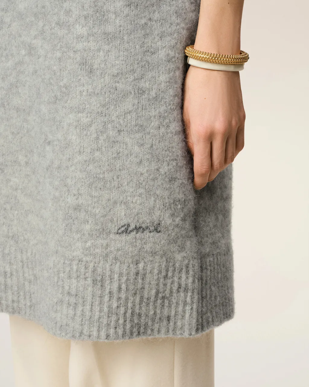 Ami Logo Embroidered Knitted Mini Dress